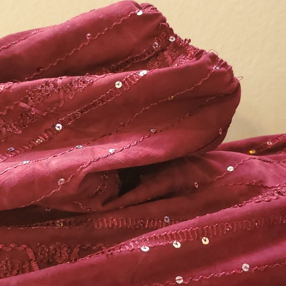 SHANNON FORD New York Burgundy Maroon tie dye Short Sleeve Sequin Top Tunic Lge. - Picture 7 of 8